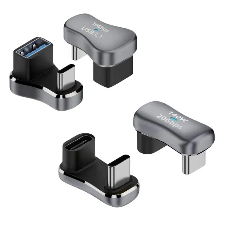 1Pcs Type C Male To Female 20Gbps PD 140W Fast Charging Converter 180 Degree Angle USB C Adapter For Steam Deck Accessories Oasis Select
