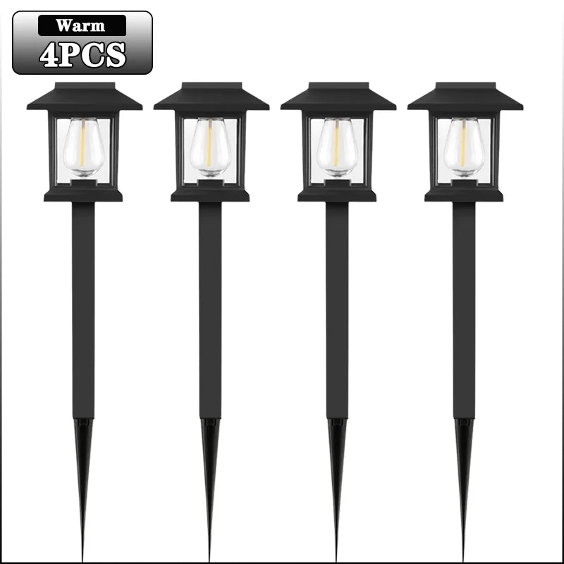 2-8PCS Outdoor Solar LED Ground Stake Light Lawn Lamp for Garden Villa Courtyard Park Yard Landscape Decorative Lighting Oasis Select Warm-4PCS
