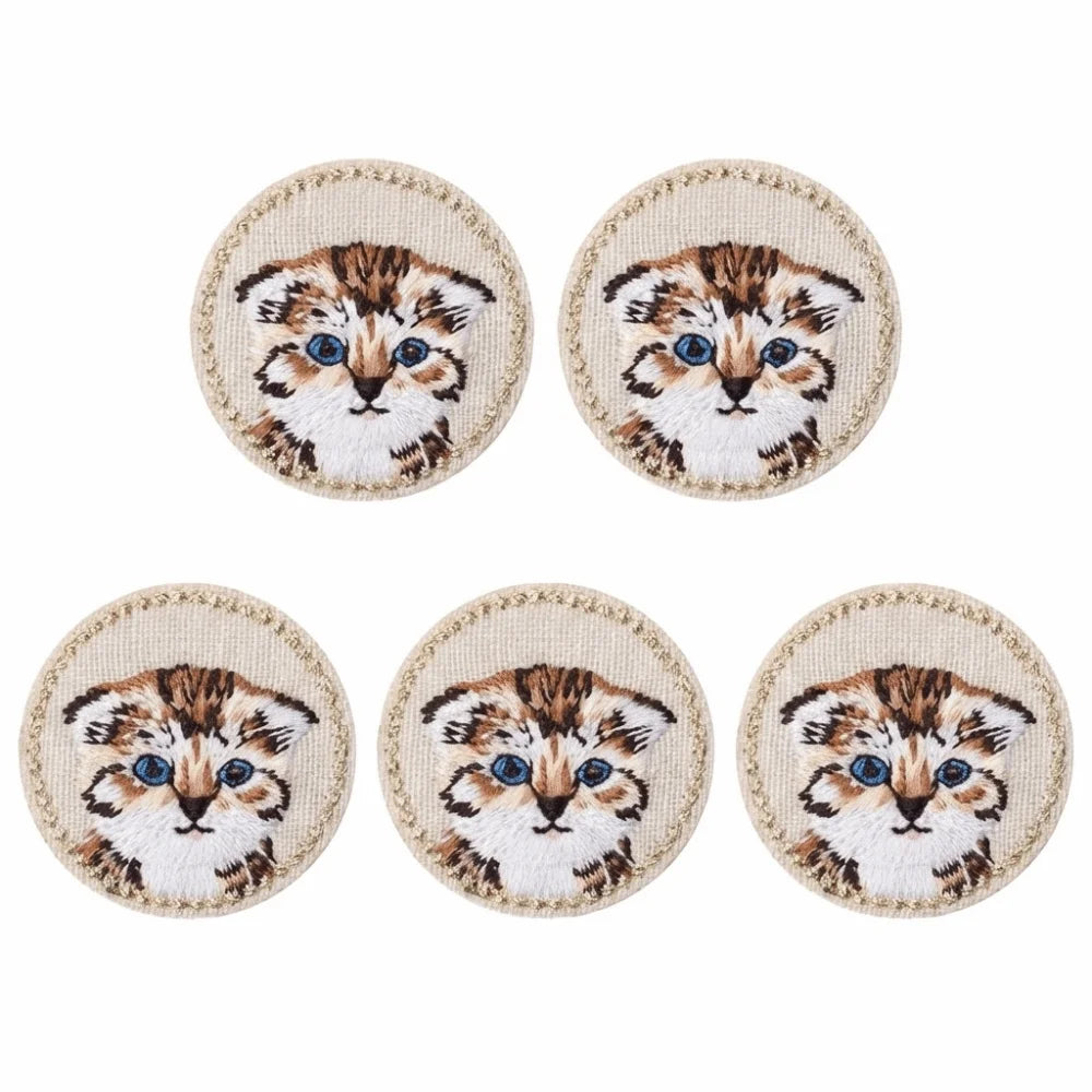5pcs Cat Iron-On Embroidered Patches | DIY Clothes Appliqués