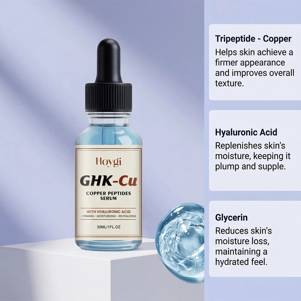 Copper Peptide Serum GHK-Cu Hyaluronic Acid Supports Firm Skin Hydrating Brightening Face Essence Daily Skincare 30/60/120ml Oasis Select