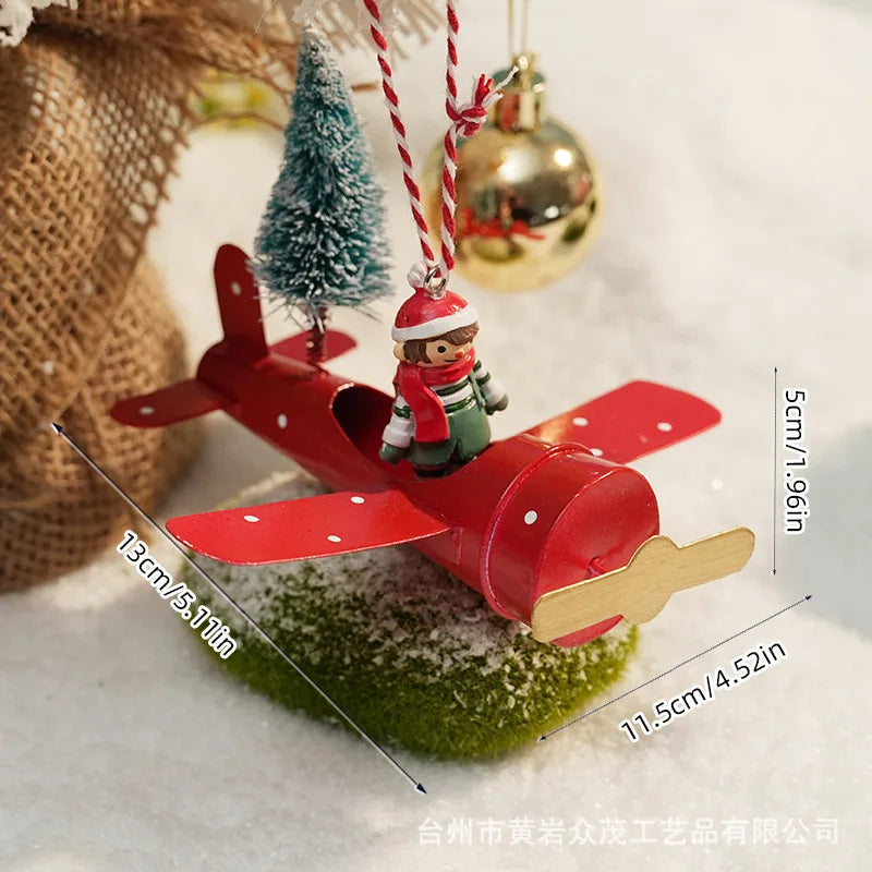 Christmas Ironwork Airplane Pendants Home Iron Handicrafts Snowmen Reindeer Christmas Tree Pendants Oasis Select Style 7
