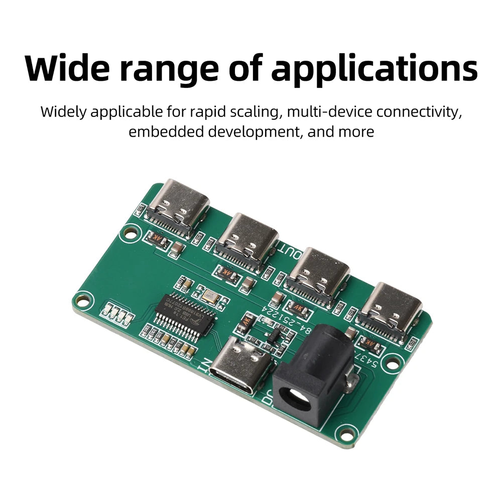 USB 2.0 Hub Module 1-to-4 Splitter with Type C Interface Four Output Channels Expansion Board for Multi Device Access Oasis Select