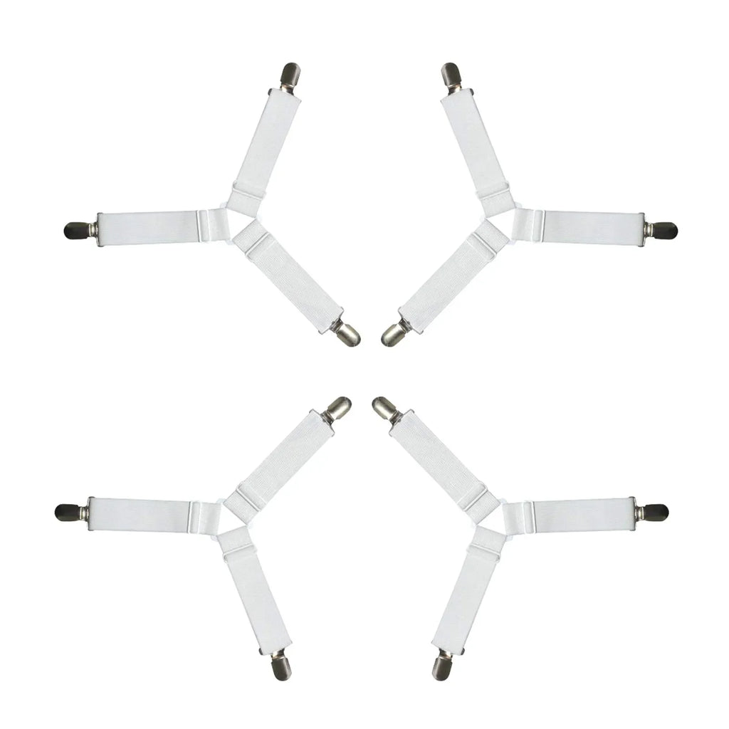 4 PCS Bed Sheet Holder Straps, Elastic Mattress Corner Clips 3 Way Fitted Bed Sheet Fastener Suspenders Grippers sheets bedding Oasis Select