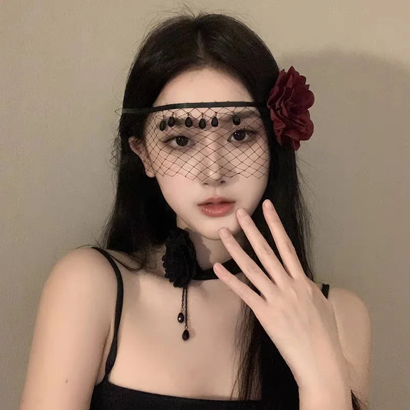 Retro Lace Half Face Mask | Gothic Masquerade Costume Prop