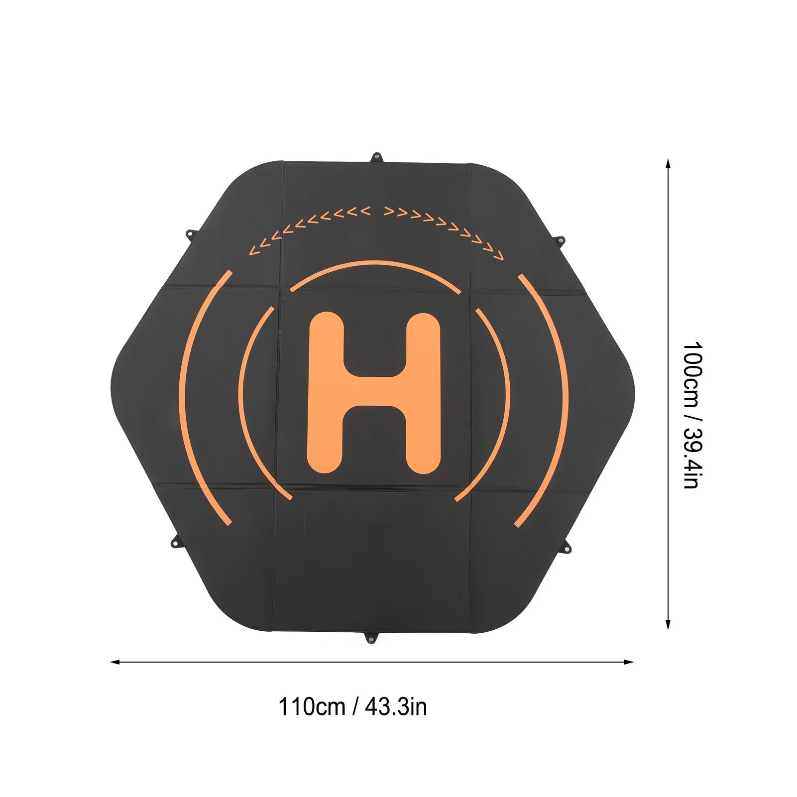 Drone Landing Pads Black Helicopter Landing Pads 110cm Hex Foldable Portable Double Sided with Ground Nail for Protection Oasis Select