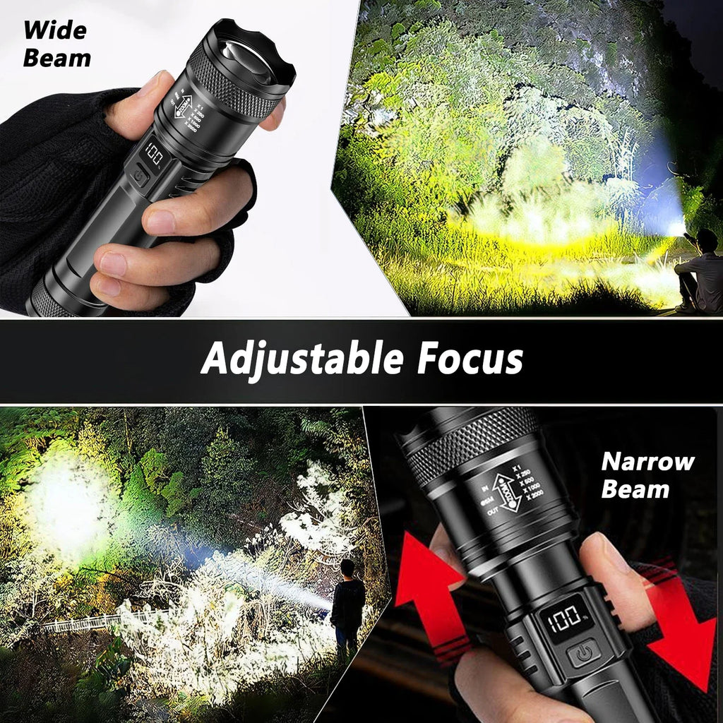 ZHIYU 2000LM LED Flashlight | Zoomable, LCD Display, IP67