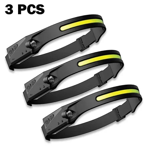 Powerful LED Induction Headlamp XPE+COB Head Flashlight USB Rechargeable Camping Fishing Search Light Waterproof Headlight Oasis Select 3PCS