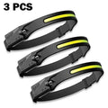 Powerful LED Induction Headlamp XPE+COB Head Flashlight USB Rechargeable Camping Fishing Search Light Waterproof Headlight Oasis Select 3PCS