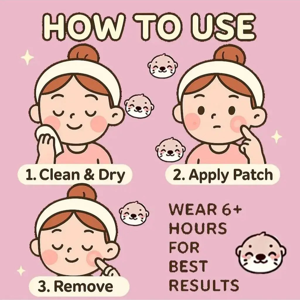 Hydrogel patch -32/48/64 pieces, hypoallergenic, waterproof, nonalcoholic skin sticker Cute otter design for both men and women Oasis Select
