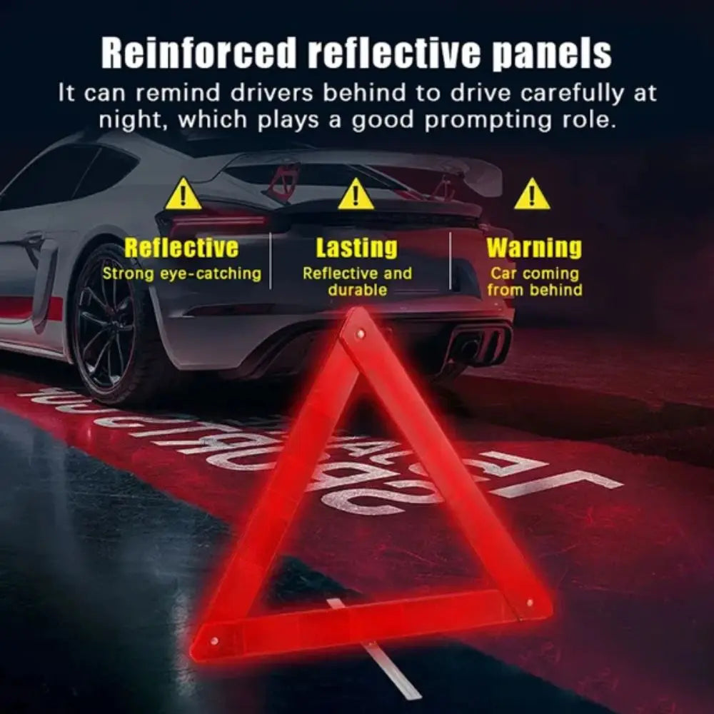 Reflective Emergency Warning Triangle Metal Bracket Foldable Reflective Triangle 2Pcs Set Folded Stop Sign Oasis Select
