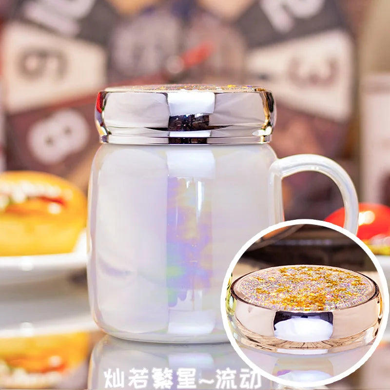 Cup creative personality trend Mug lovely ceramic water cup girl lovers office mug with cover coffee mug Oasis Select 420ml White