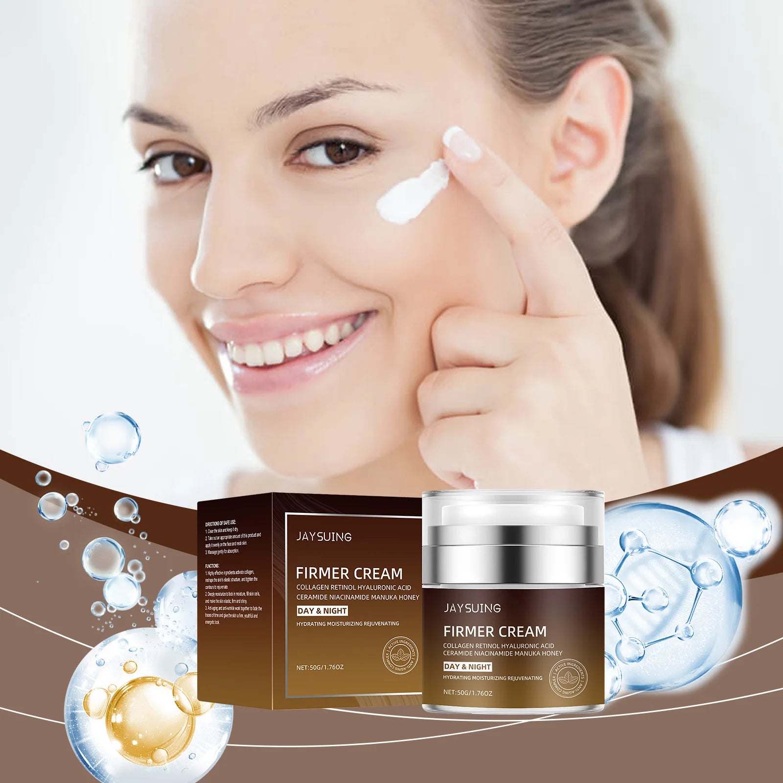 Retinol Collagen Cream Instant Face Lifting Wrinkle Tightening Firming Anti Aging Hyaluronic Acid Day Night Facial Moisturizer Oasis Select