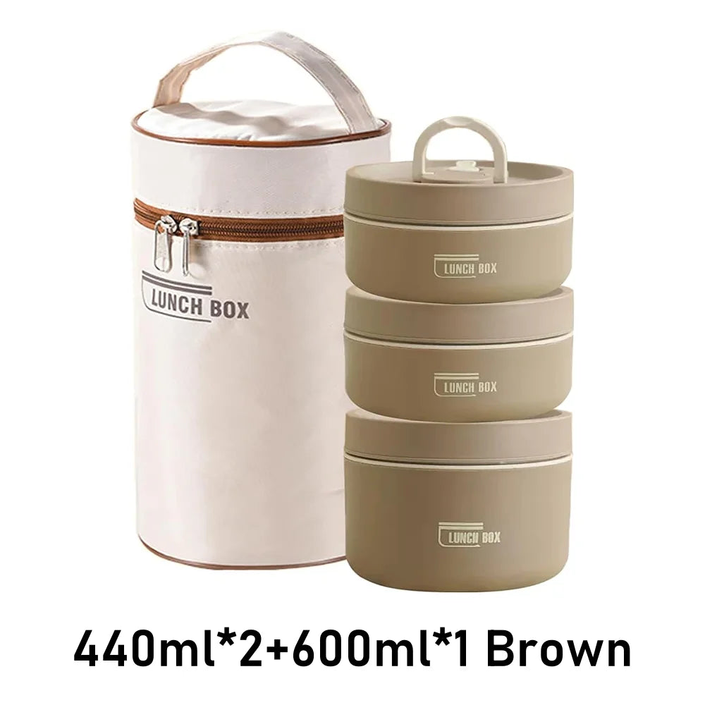 Stackable Thermal Lunch Box Set – 3 Insulated Containers & Bag Insulated Lunch Box Set Oasis Select Brown 3 1400ML