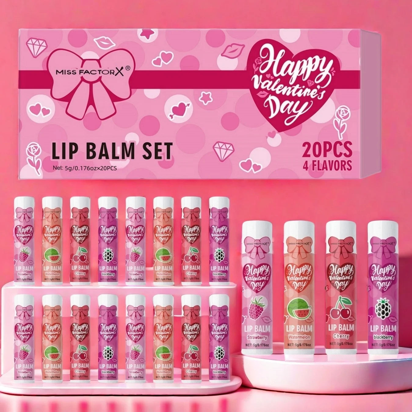 20PCS/Box Luxury Gift Set Lip Balm Set Hydrating and Glossy For Dry Lips Valentine's Day Gifts Women's Oasis Select