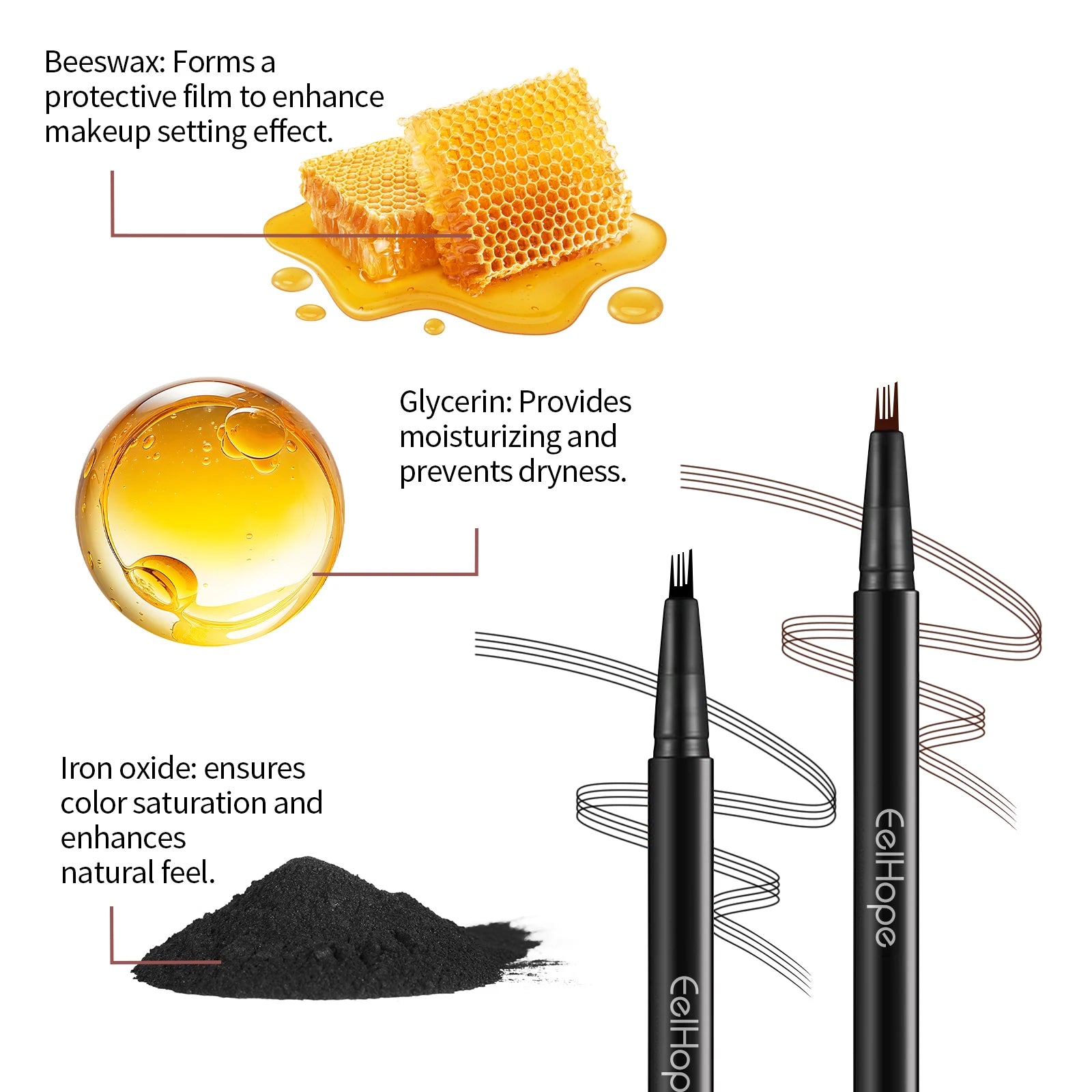 Eelhope 4-Pronged Eyebrow Pencil – Waterproof 3D Natural Look Eyebrow Pencil Oasis Select