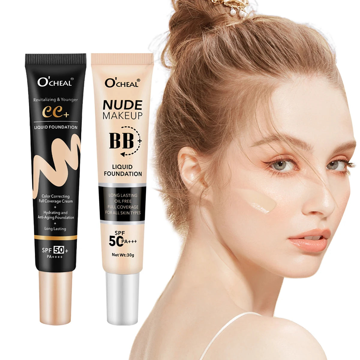 Ocheal 30g BB/CC sunscreen Cream SPF 50/PA+++ Facial Liquid Foundation Cream Long Lasting Coverage Oil Free All Skin Makeup Oasis Select