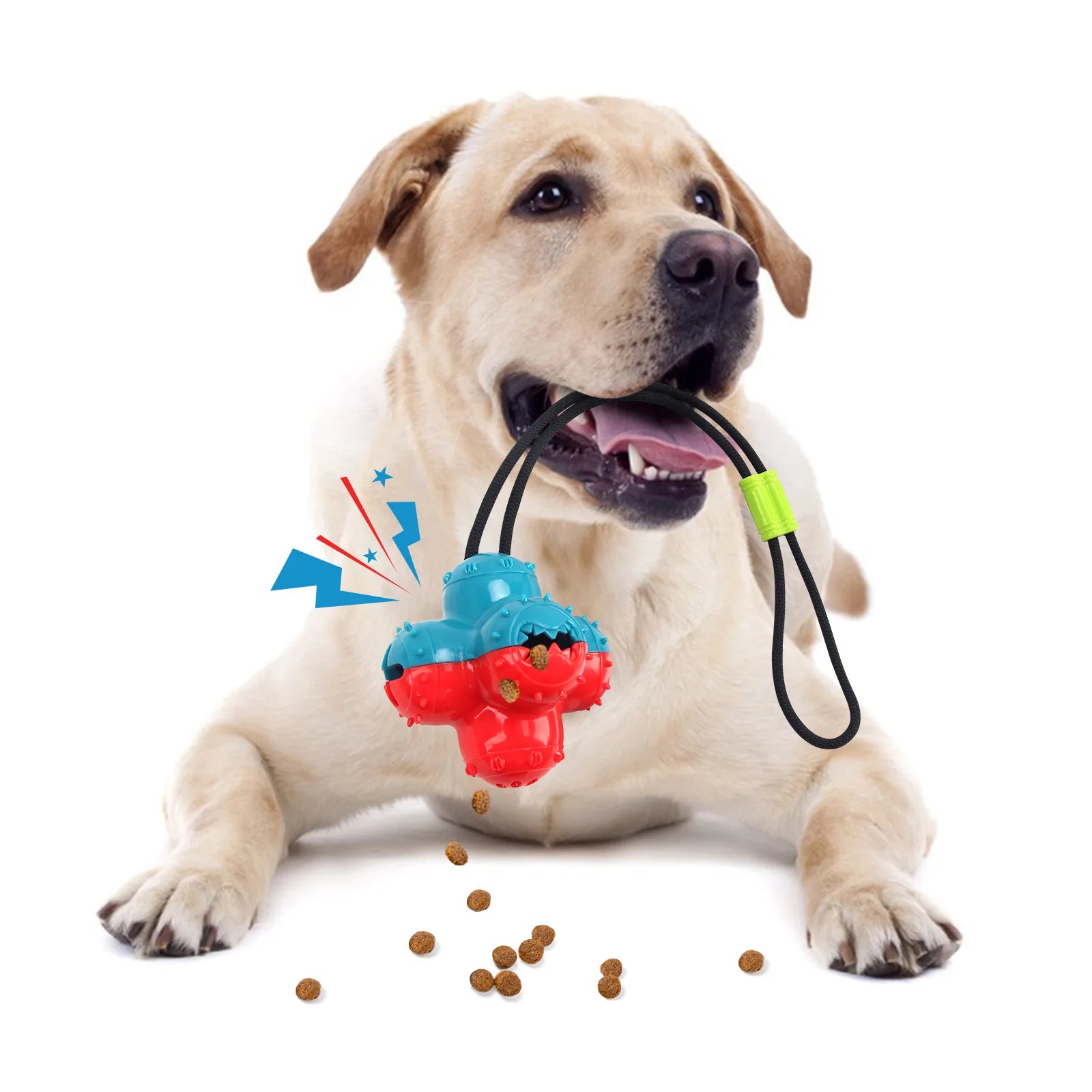 Pet Dogs Make Sounds, Play with Toy Balls, Leak Food Grind Teeth, Clean Teeth, Be Chewy and Have Fun Outdoors To Relieve Boredom Oasis Select 24003-2B with rope