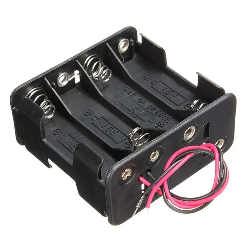 Battery Holder Case 12V Battery Clip Slot Storage Boxes Power Bank Cases 8 AA Batteries Stack with 6 Leads Wire Oasis Select