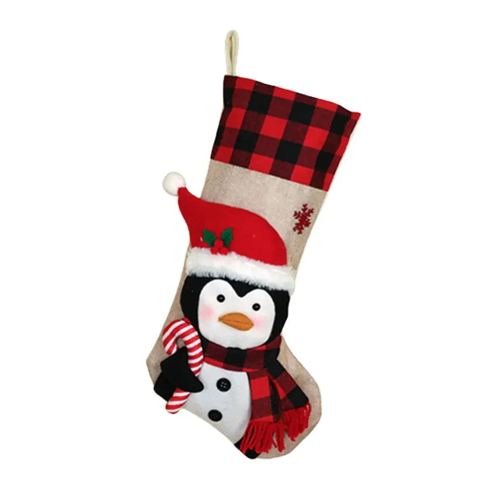 3D Plush Designs Christmas Stocking Charming Holiday Characters Spacious Capacity For Kids Christmas Stocking For Kids Oasis Select penguin China Mainland