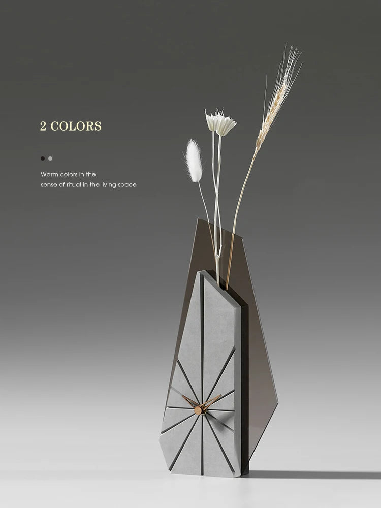 Desktop Clock Home Desktop Nordic Light Luxury TV Desktop Ornament Table Clock Dried Flower Art Decorative Clock Oasis Select