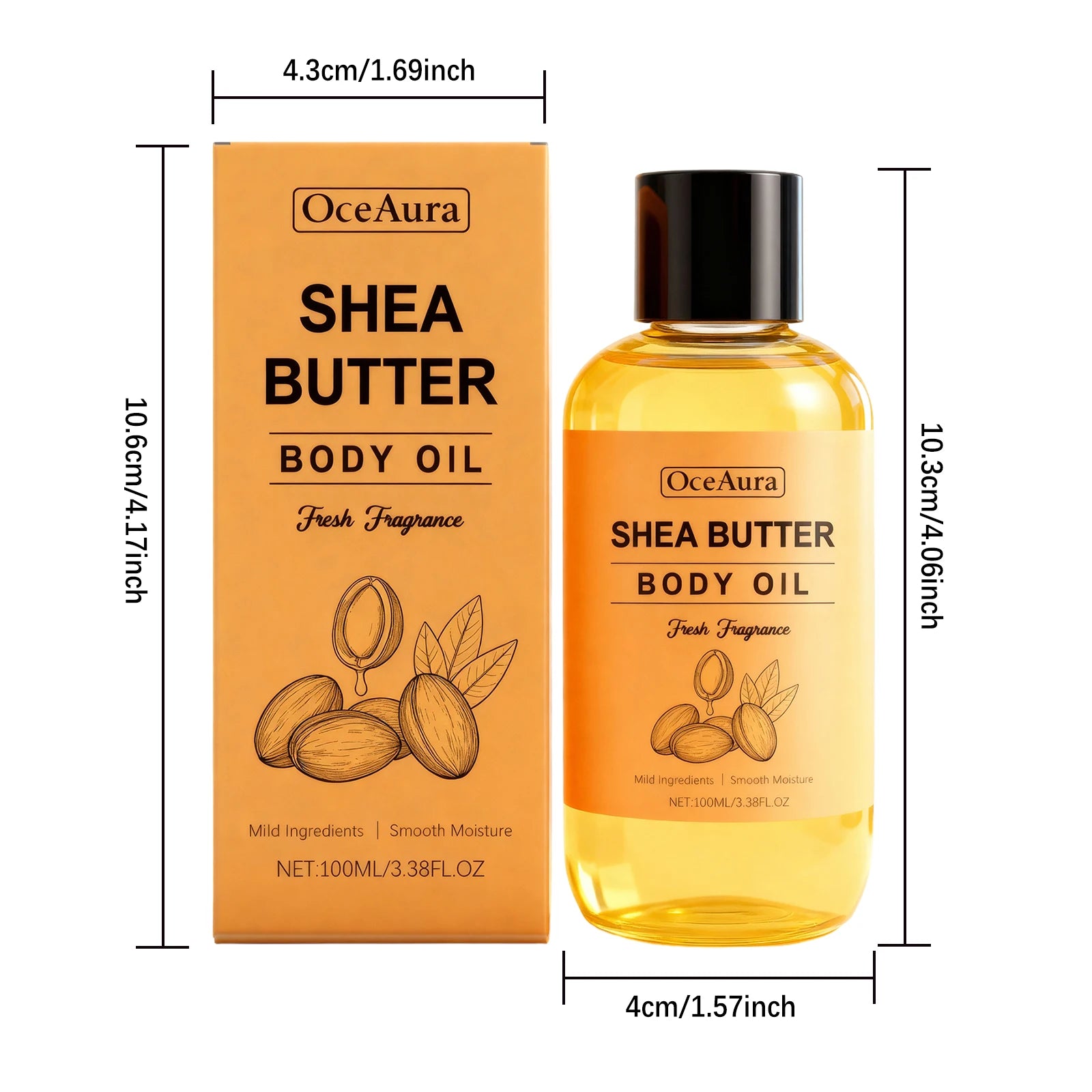 OceAura Shea Butter Body Oil – Fast-Absorbing Dry Skin 100ml Shea Butter Body Oil Oasis Select 100ml Boxed