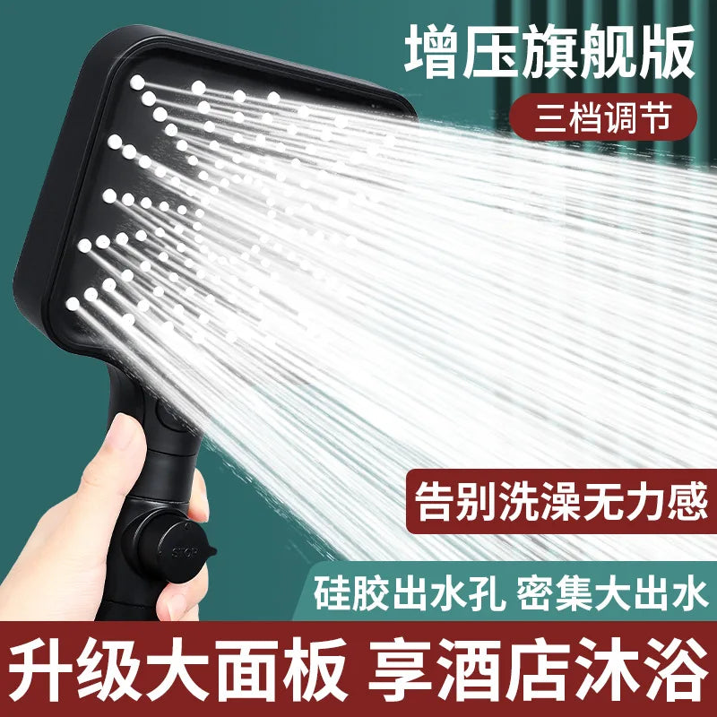 16CM Big Panel High Pressure Shower Head Water Saving 3 Modes Filter One-Key Stop Water Massage Sprayer Bathroom Accessories Oasis Select