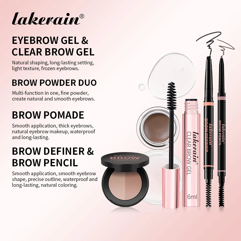 Double Ended Eyebrow Set With Brow Pencil,Brow Powder,Gel,Pomade Natural Color Shape Long Lasting Precise Outline Eye Brow Makeu Oasis Select