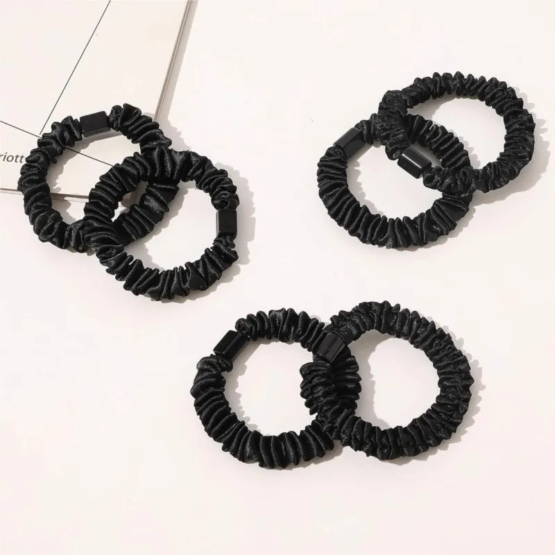 5pcs Small Satin Silk Scrunchies Bulk for Women Thin Hair Tie Mini Scrunchy Bands Skinny Ponytail Holders Pony Tails Wrist Decor Oasis Select