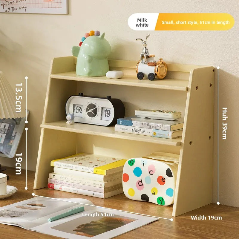 Medieval style shelves, household bedroom cabinets, student desk shelves, multi-layer simple display bookcases, storage shelves Oasis Select Milk white short 51