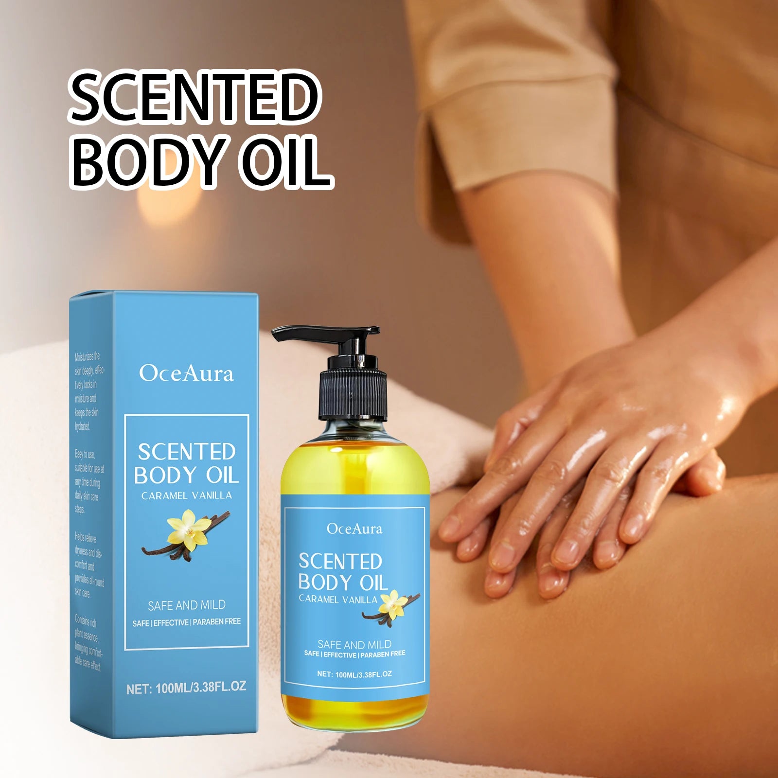 OceAura Caramel Vanilla Body Oil – Deep Moisturizing Skin Oil Body Massage Oil Oasis Select