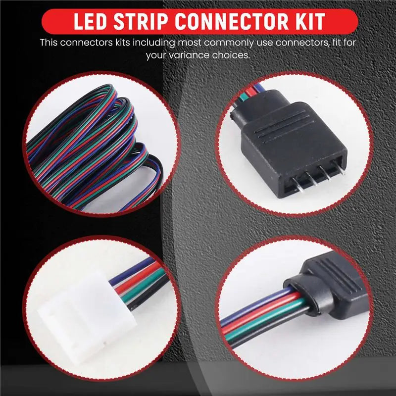 LIKE WISH 16.4FT(5M) 4-Pin RGB LED Strip Extension Cable,LED Strips Connectors Kits For 5050 Flexible RGB LED Strip Light Oasis Select