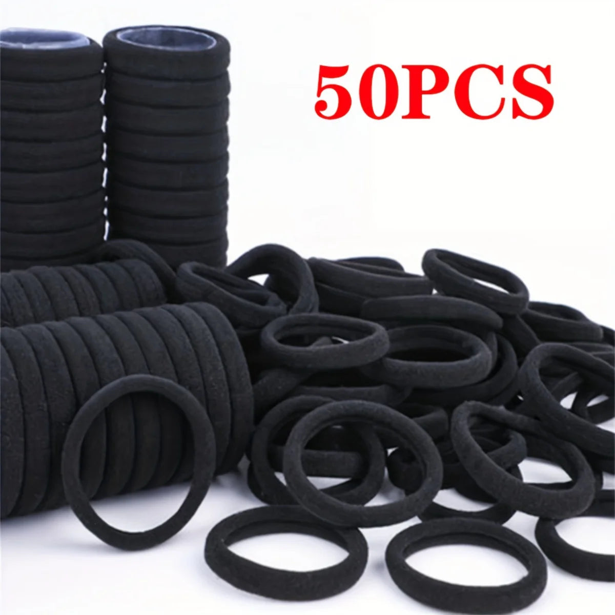 50PCS Black High Elasticity Headband Towel Hair Band 4CM Seamless Hair Rope Leather Hair Accessories Female Oasis Select