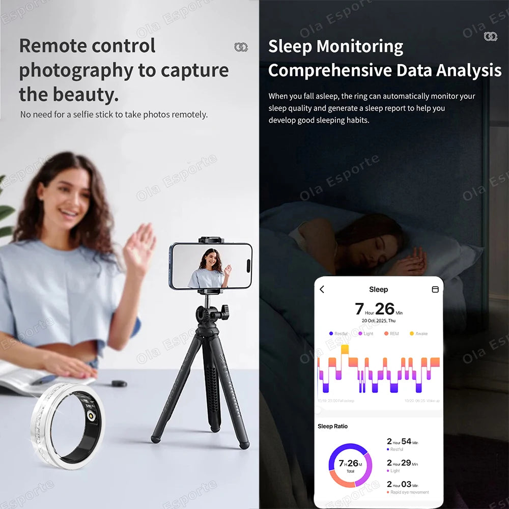 Ola Esporte Women's Smart Ring – IP68 Heart Rate & Fitness Tracker