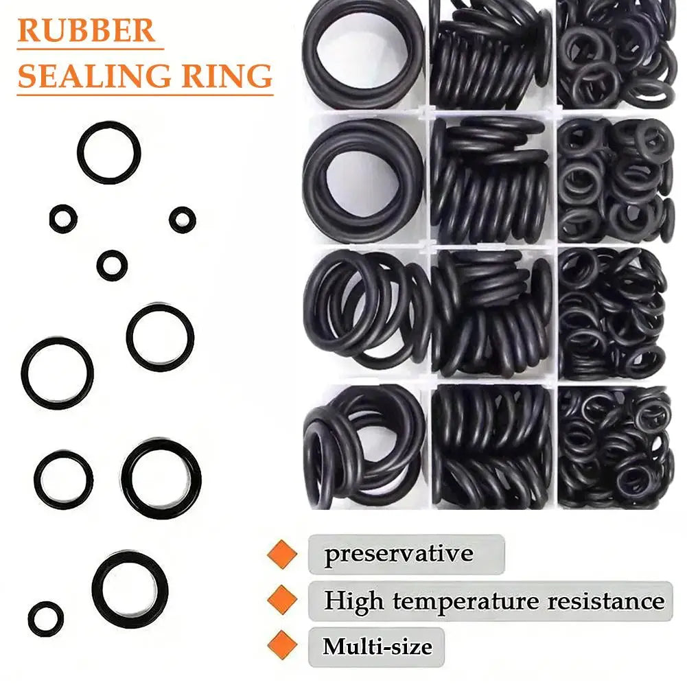 225Pcs Rubber O-Ring Assortment Kit Black Sealing Gasket Washer Universal Repair Set for Plumbing Automotive Oasis Select