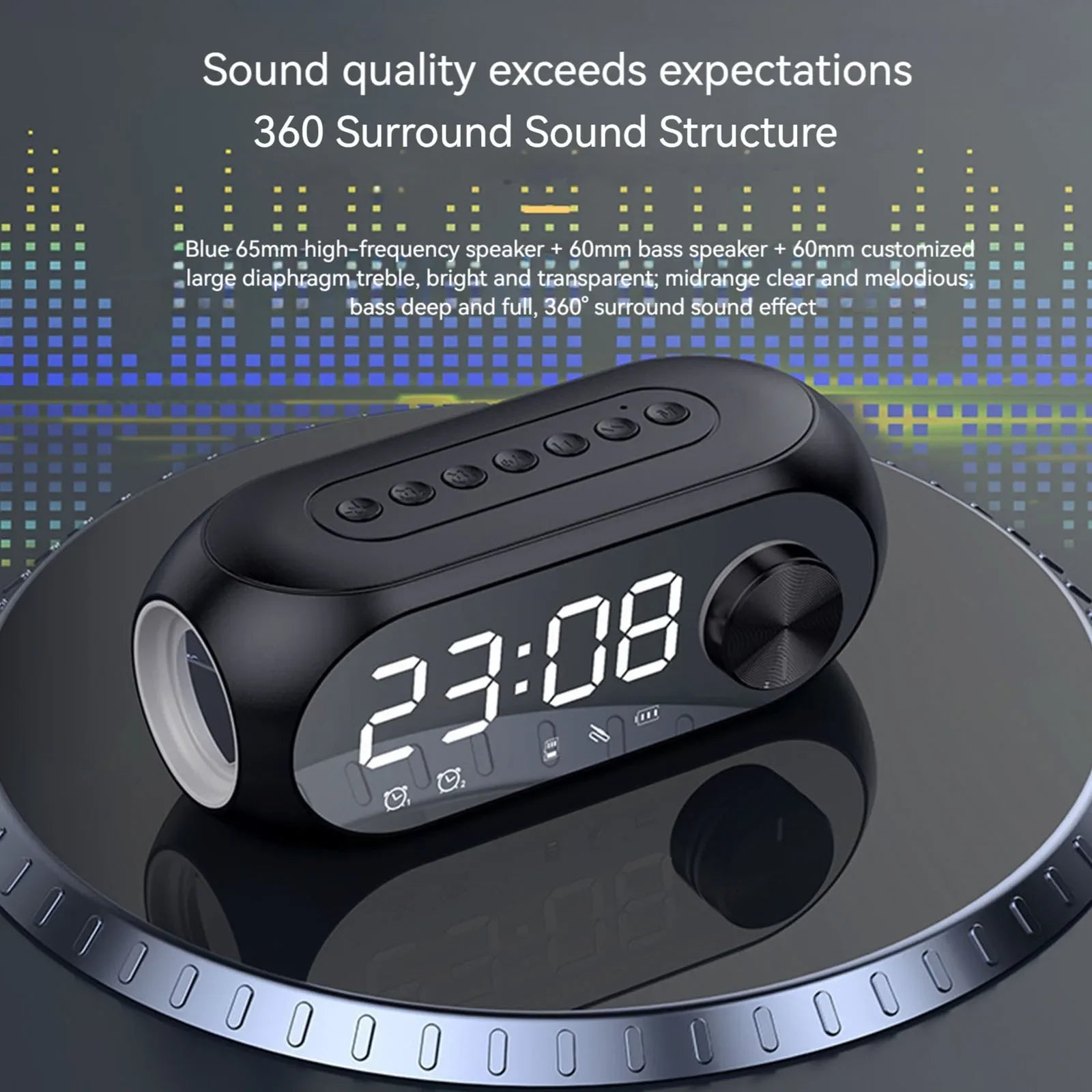 AyeBeau Bluetooth Speaker Alarm Clock FM Radio LED Display