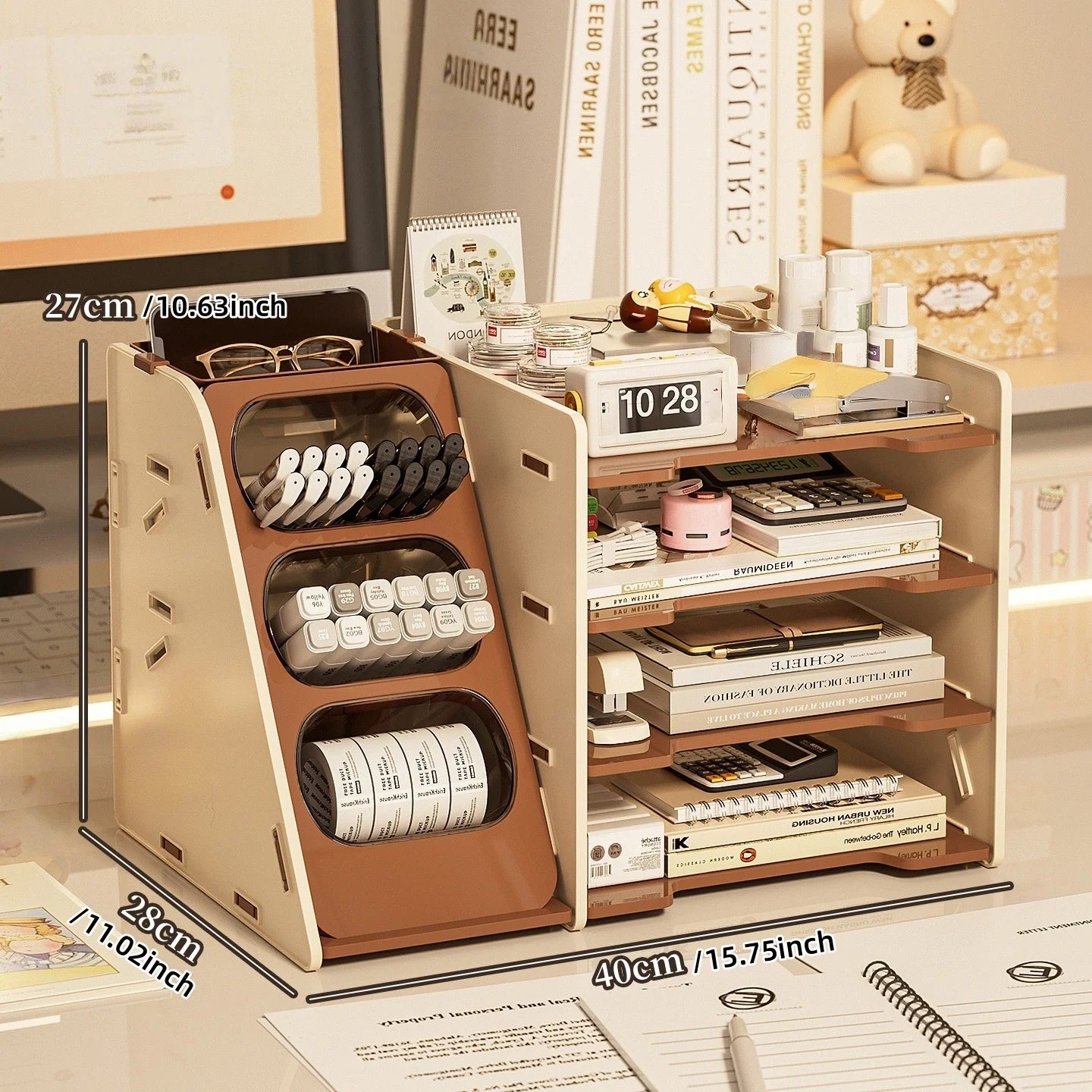 Desktop storage box, office desk file and stationery storage rack, cosmetics and skincare products storage cabinet Oasis Select cream