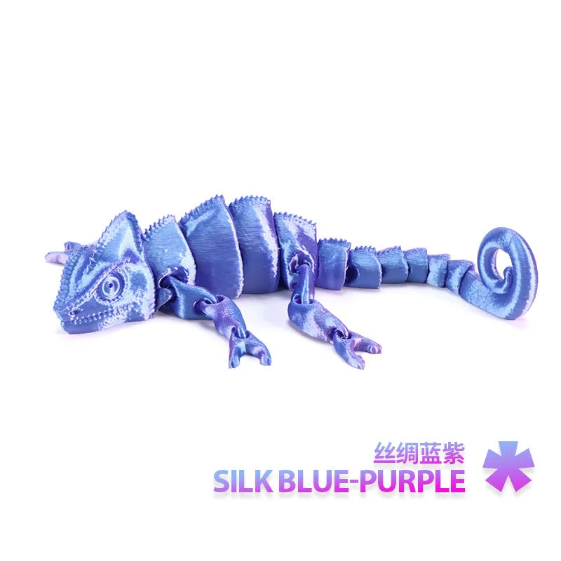 3D Printing Chameleon Figures Multi-joint Movable Animal Toys Miniatures for Home Accessories Kids Gift Living Room Decoration Oasis Select blue purple