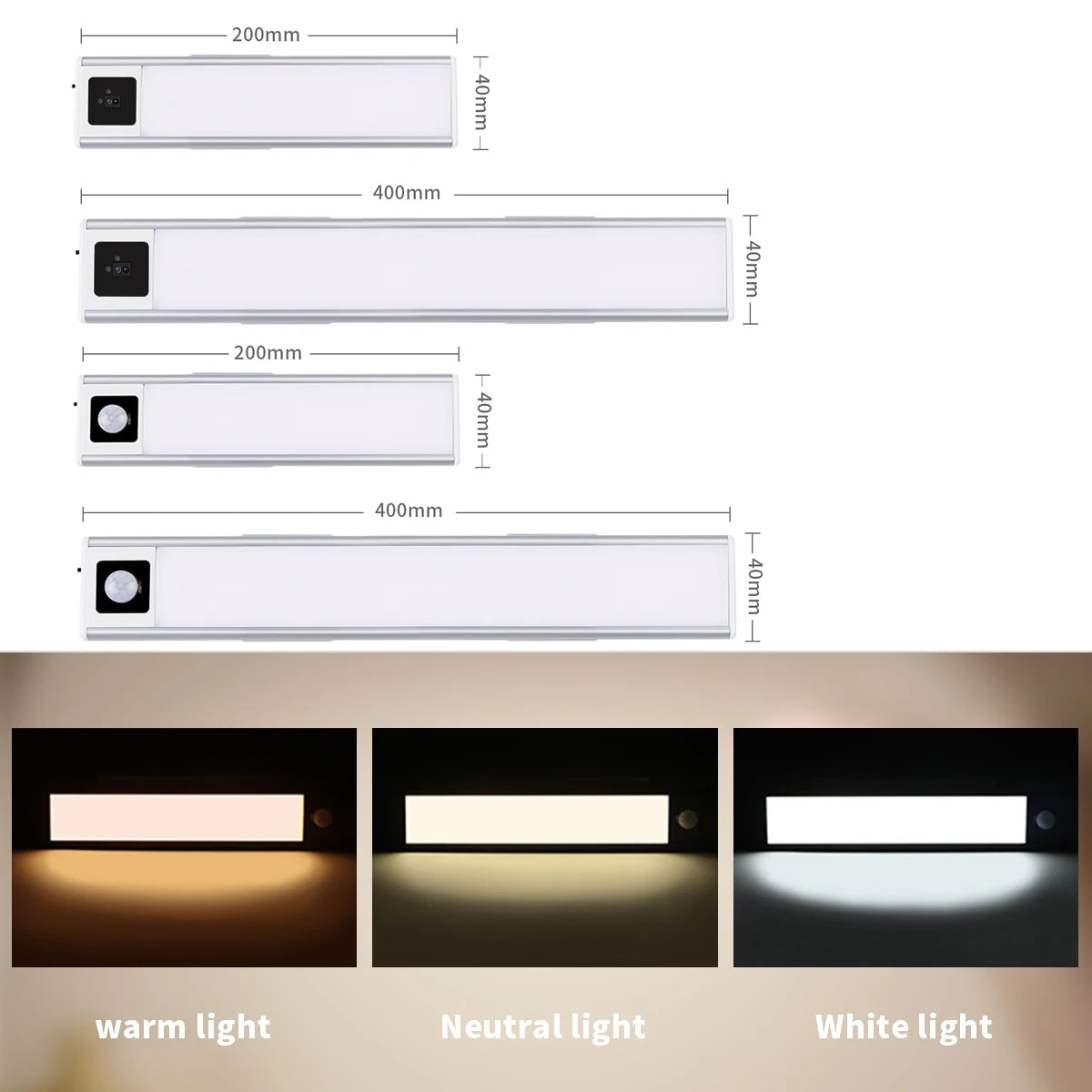 USB Rechargeable Bar Light Hand Sweep Sensor/PIR Motion Induction Kitchen Stair Hallway Night Lighting 20cm/40cm Magnetic Mount Oasis Select
