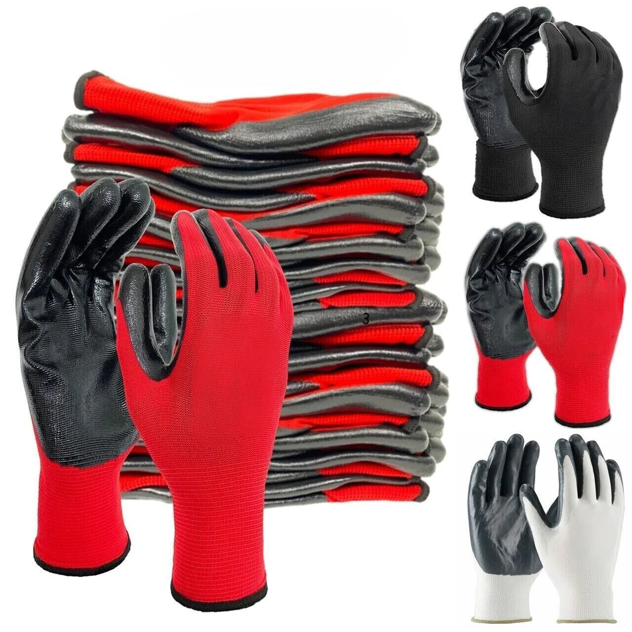 1pair Nylon Safety Working Gloves Premium Nitrile Coated Builders Excellent Grip Gardening Grip Industrial Protective Work Glove Oasis Select