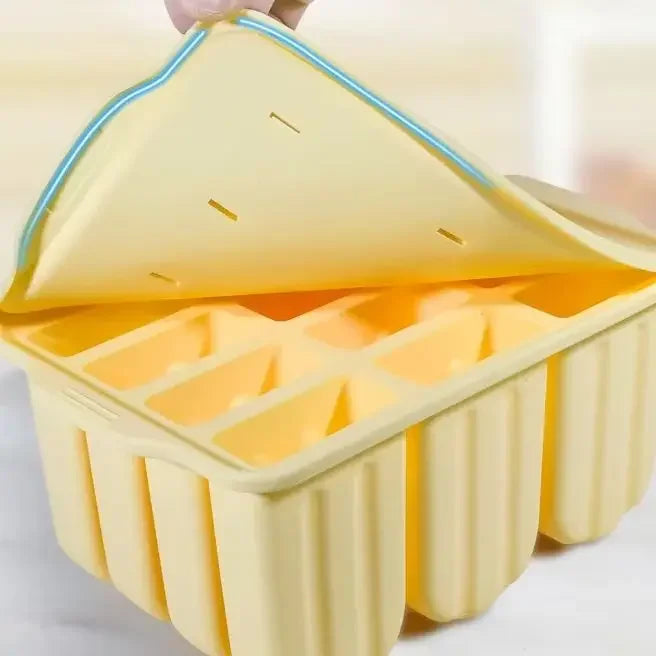 12-Cavity Silicone Ice Cream Mold Set with Lid Easy Release Kitchen Tray for Homemade Desserts Compatible with Refrigerator Oasis Select
