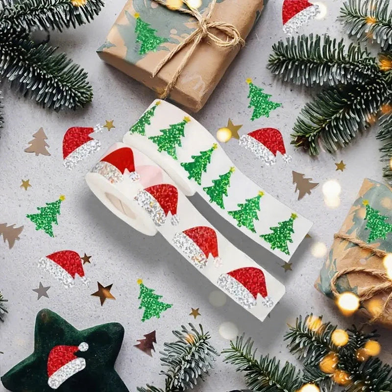 200-500pcs Christmas Stickers Christmas Tree Santa Hat Self-Adhesive Gift Tags PVC Gift Wrapping Seals Decals Party Decorations Oasis Select