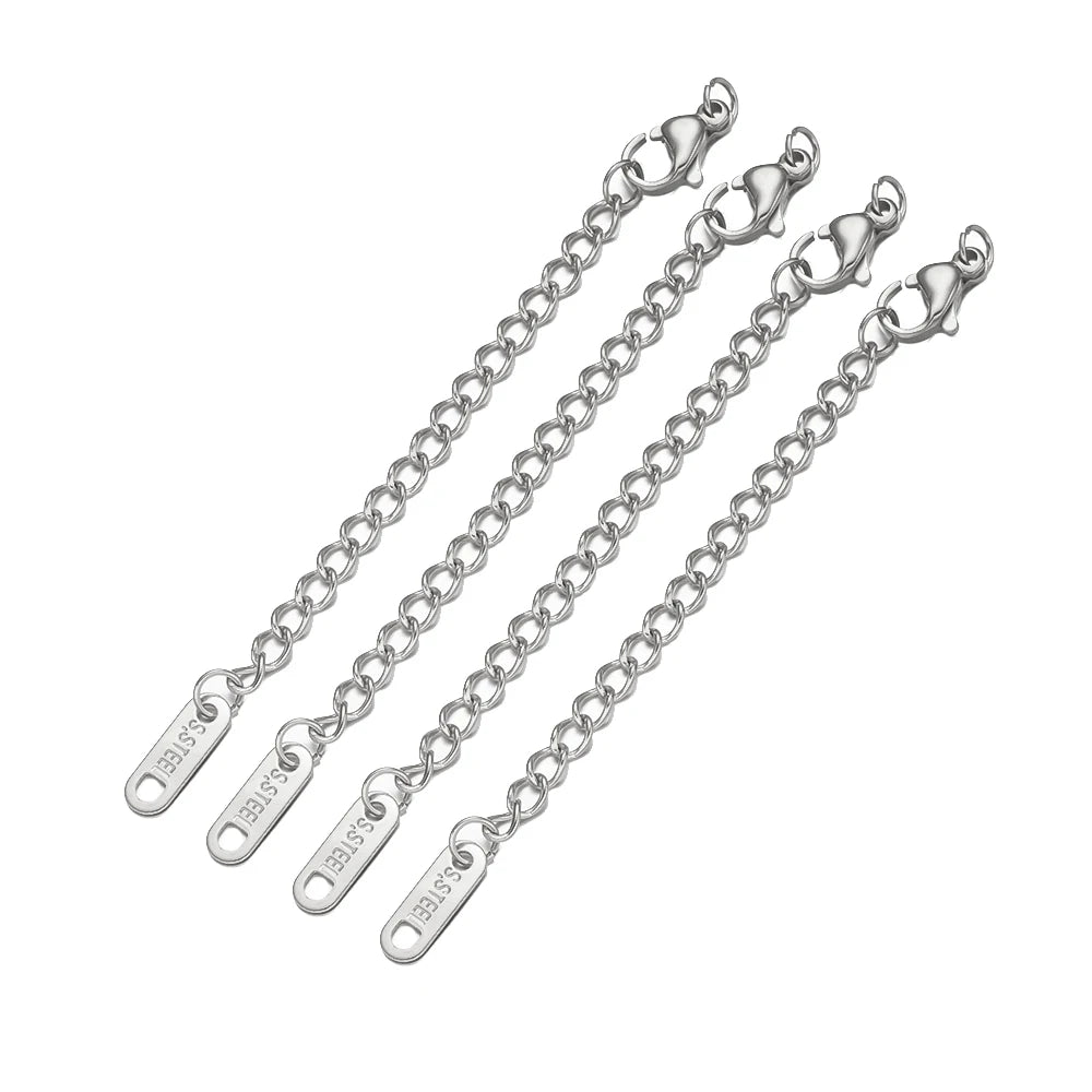 10pcs/Lot Stainless Steel Extension Extended Tail Chains With Lobster Clasps Connector For DIY Bracelet Jewelry Making Supplies Oasis Select
