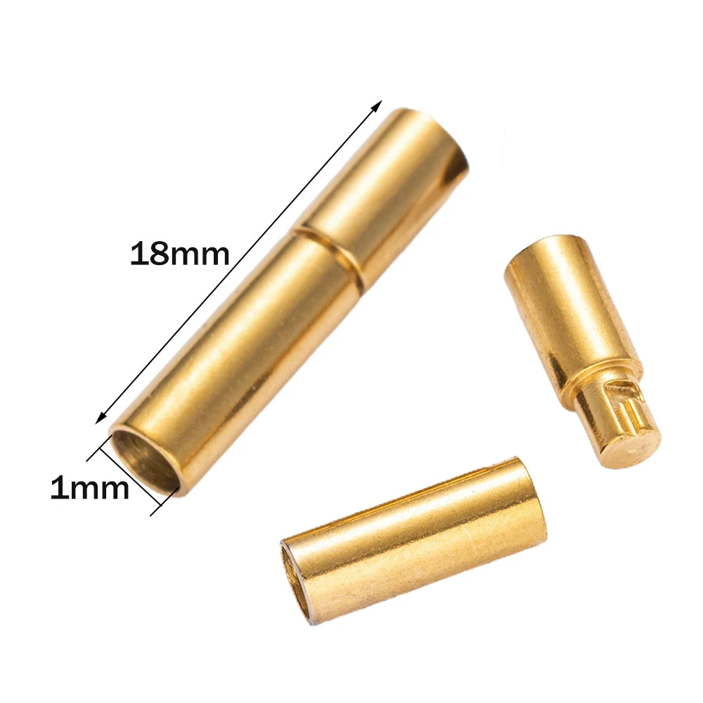 5pcs 304 Stainless Steel Cord End Caps Bayonet Clasps 1/2/3mm Hole Leather Rope Buckle for DIY Bracelet Necklace Jewelry Making Oasis Select Gold 1.0mm