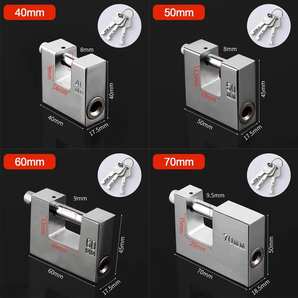 Useful Stainless Steel Heavy Duty Padlocks Anti-cut With Keys Anti-theft Lock Security Safety Lockpick Set Oasis Select