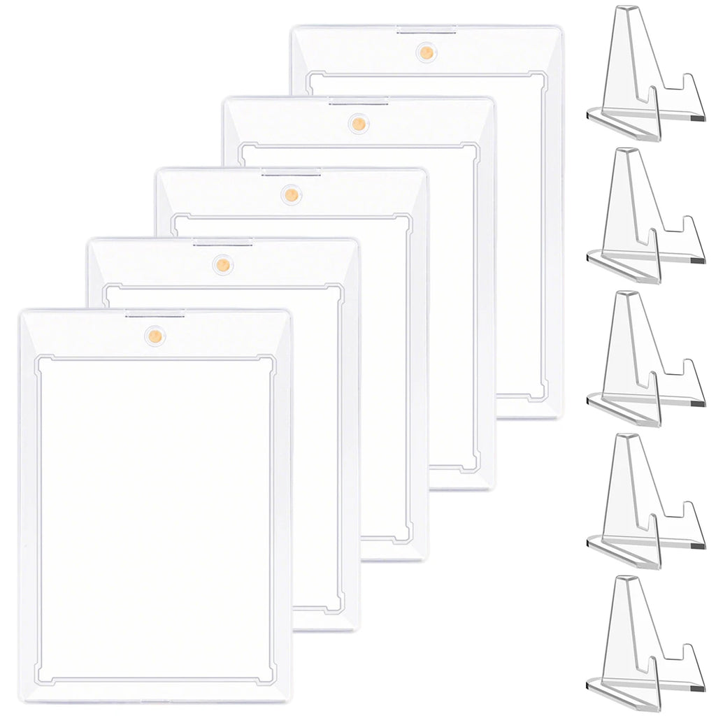 5/10/15 PCS 35pt Magnetic Card Holders with Stand – Hard Case for MTG & Sports Cards, UV Protection, Instant Desktop Display Oasis Select 5Sets