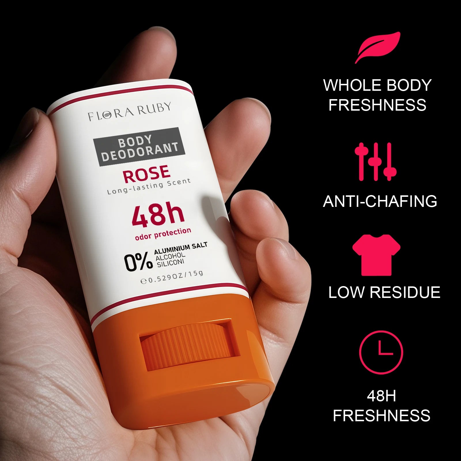 Whole Body Anti Sweat Deodorant Stick Ball Balm Rose Fragrance Underarm Armpit Body Remove Odor Antiperspirant Balm Portable 15g Oasis Select