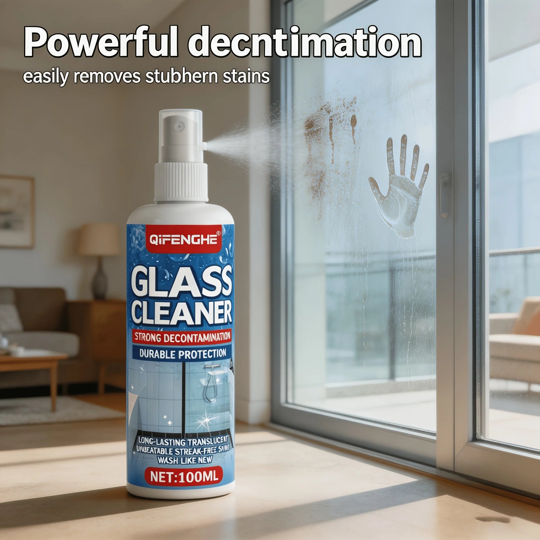 QIFENGHE Glass Cleaner Spray – Shower Door & Hard Water Stains Glass Cleaner Spray Oasis Select