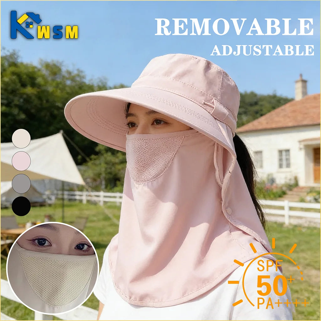 Breathable UV Protection Sun Hat with Face Cover and Neck Flap for Women Summer Outdoor Fishing Hiking Gardening Wide Brim Cap Oasis Select