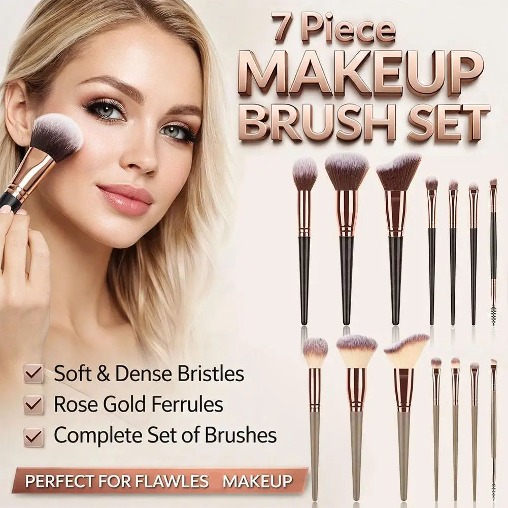 7-Piece Makeup Brush Set – Foundation, Blush & Eyeshadow Makeup Brush Set Oasis Select