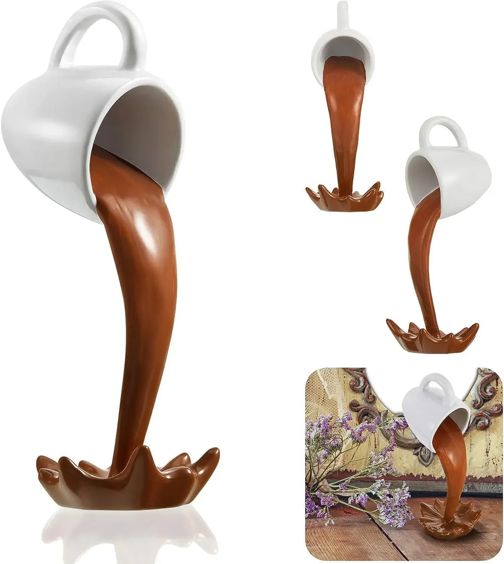 Floating Spilling Coffee Cup Sculpture Kitchen Decoration Spilling Magic Pouring Splash Creative Desktop Decor Home Decoration Oasis Select